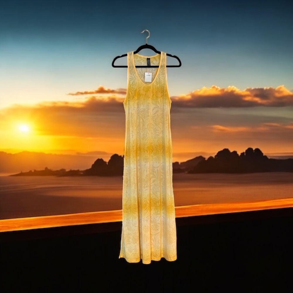 NWT George Yellow Tropical Leaf Print Sleeveless Maxi Dress - Picture 3 of 15